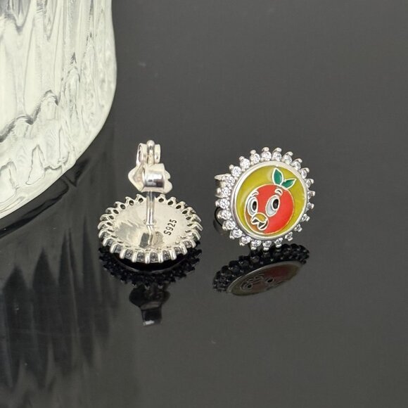 The Orange Bird Bling Earrings S925 Sterling Silver Handmade Ear Stud - Picture 2 of 3